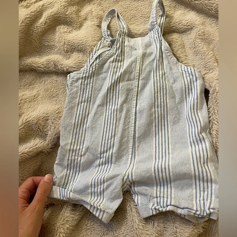 EUC Nautica Blue and White Striped Overalls